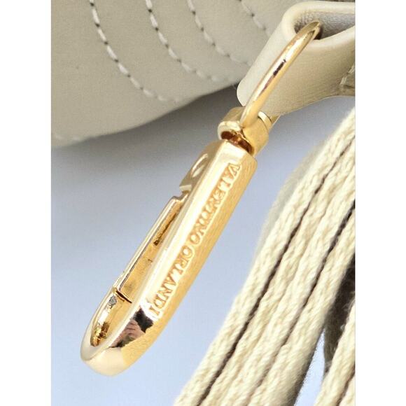 $299 Valentino Orlandi Quilted Shoulder Bag w/ Pendant Vegan Light Taupe New - Picture 10 of 15